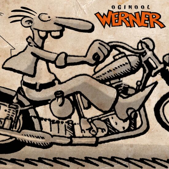 WERNER auf Motorrad mit Schriftzug: Oginool WERNER