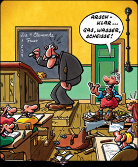 Cartoon WERNER in der Schule