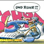 Comic-Ausschnitt WERNER gibt Gas auf dem Motorrad